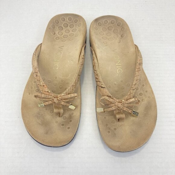 Vionic Cork Thong Sandals Womens Size 5 Comfort Bow Flip Flops Casual Summer - Picture 3 of 10